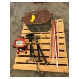 Yard sticks, copper boiler, light