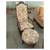 Upholstered rocker with ottoman