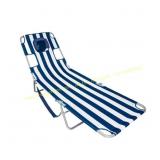 2ct Ostrich Chaise Lounge Folding Beach Chair, Nav