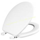 Round Enameled Wood Toilet Seat, White