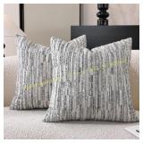 2ct Gray Chenille Throw Pillow Covers