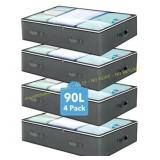 Behome 90L Under Bed Storage 4 Pack Gray