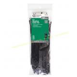 8in Mountable 75lb Zip Ties, 100pk UV Black