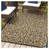 Jonathan Y Santa Monica Rug 5x8 Black/Khaki