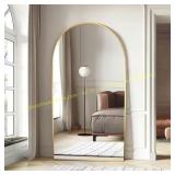 38 in. W x 71 in. H Arched Body Mirror, Gold