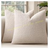 2ct MIULEE 2 Beige Throw Pillow