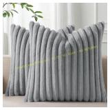 Pallene Faux Fur 18x18 Pillow Grey ONE ONLY