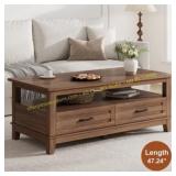 Garvee Farmhouse Coffee Table with Drawers