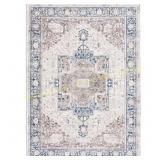 Silky Medallion Multi 5x7 Polyester Rug