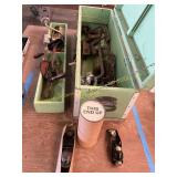 Wooden tool box and contents