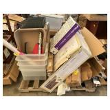 Plastic totes, heater, blinds