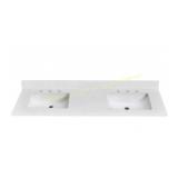 Proox 60-in Quartz White Double Sink Vanity Top