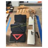 Squares, gauge block, guides, chisels