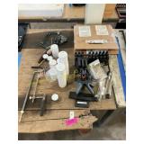 Assorted gauges, saws, blades, grit