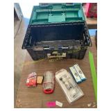 Plastic tool box, drill bit sets, knife