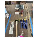 Clamps, hammer, drill, holders