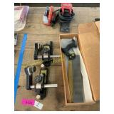 Saw, guides, stop switch,