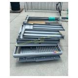 Metal shelving units