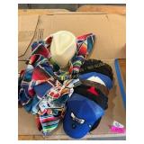 Assorted hats, scarfs