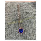 20in Ocean Blue Heart Titanic Pendant Necklace