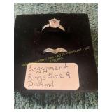 Size 9 Engagement Ring, Diamond Like
