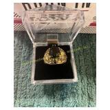 Unverified Size 8.5 Gold + Black Onyx Ring