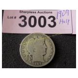 1907 Barber silver half dollar