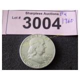 Uncirculated 1960 Franklin silver half dollar