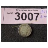 1907 Barber silver dime