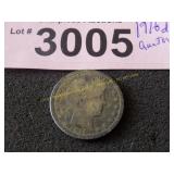 1816 D Barber silver quarter
