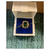 Unverified Size 6 Emerald + Diamond Ring