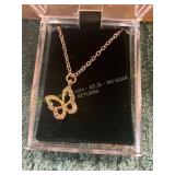 Unverified Diamond Butterfly + Gold Necklace