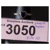 Simulated sapphire heart ring  Size 10