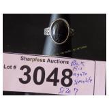 Simulated black fire agate ring  Size 7
