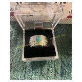 Unverified Mens Size 8 Silver + Turquoise Ring
