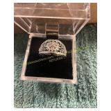 Unverified Size 9 White Gold Diamond Art Deco Ring
