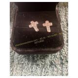 Unverified White Gold + Diamond Cross Earrings