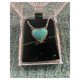 Unverified Silver Turquoise Heart Necklace