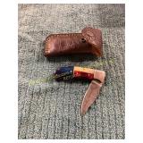 Damascus Pocket Knife with Sheath
