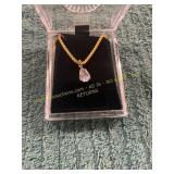 Unverified 1ct Pear Cut Gold Necklace