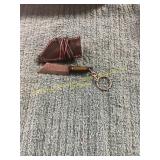 Damascus Knife w/Keychain + Sheath