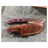 Damascus File Knife with Sheath