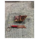 Damascus Knife w/Keychain + Sheath