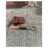 Damascus Knife w/Keychain + Sheath
