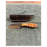 Damascus File Knife with Sheath