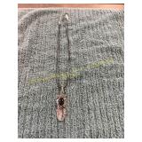 22in Stone+Alloy Feather Pendant Necklace