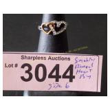 Simulated diamond heart ring  Size 6