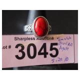 Simulated blood red agate ring  Size 10
