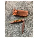 Damascus Pocket Knife with Sheath