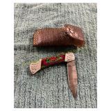 Damascus Pocket Knife with Sheath